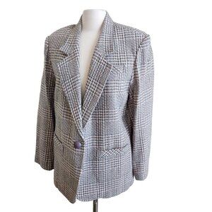 Vintage Bedford Fair Women Blazer Jacket 14 Plaid Wool Blend academia collegiate